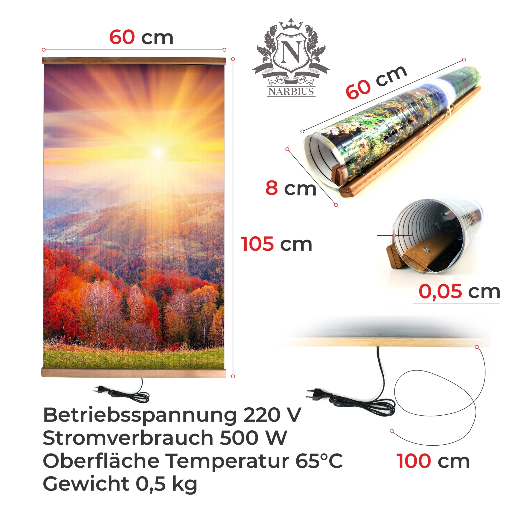Infrarotheizung 500 Watt Bildheizung Heizbild Serie Home Kamin Infrarot Wandheizung Heizer Bild Herbstwald